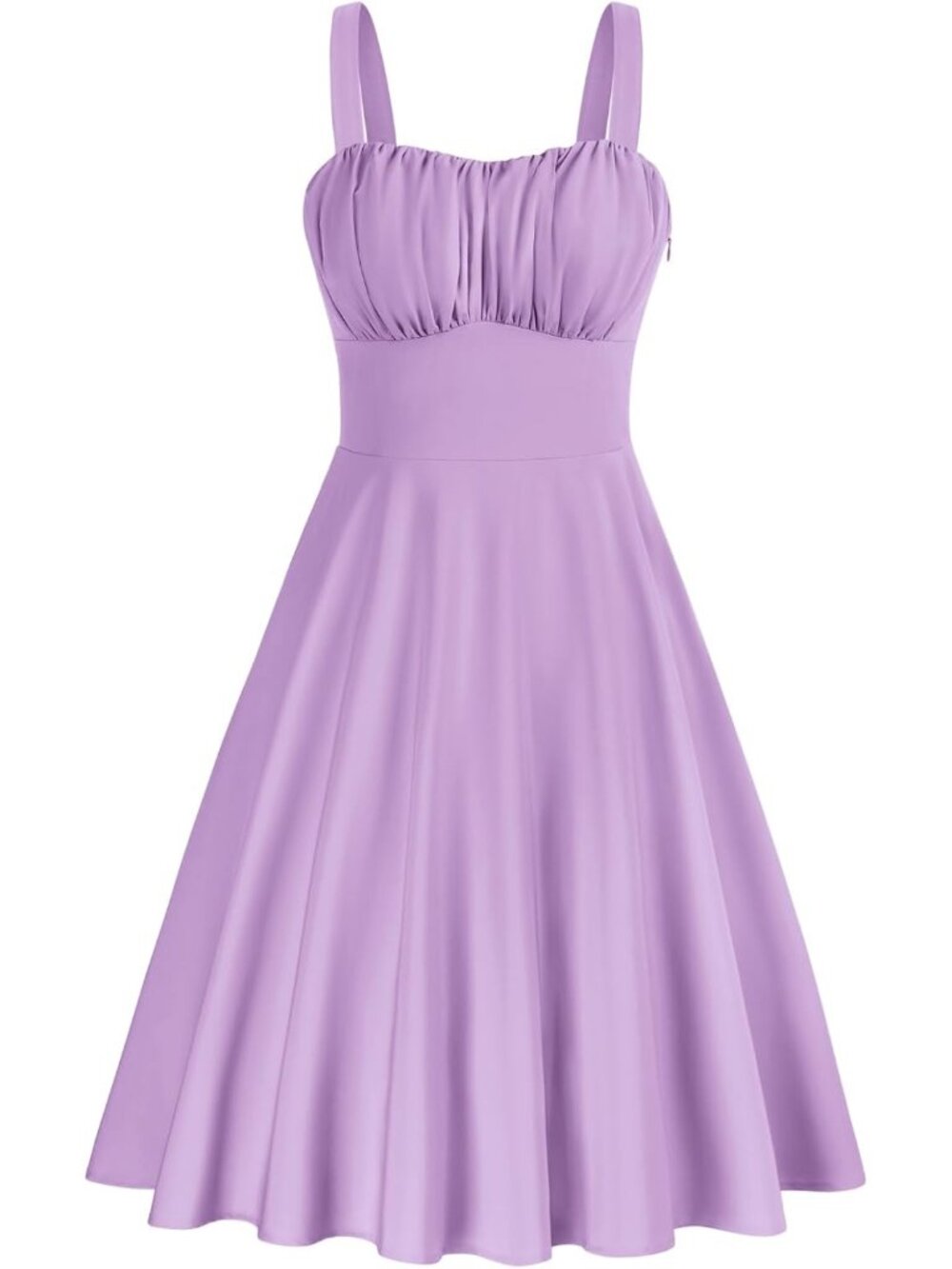 Women's Lavender Spaghetti Strap Sleeveles A-line Midi Cocktail Party Dresses